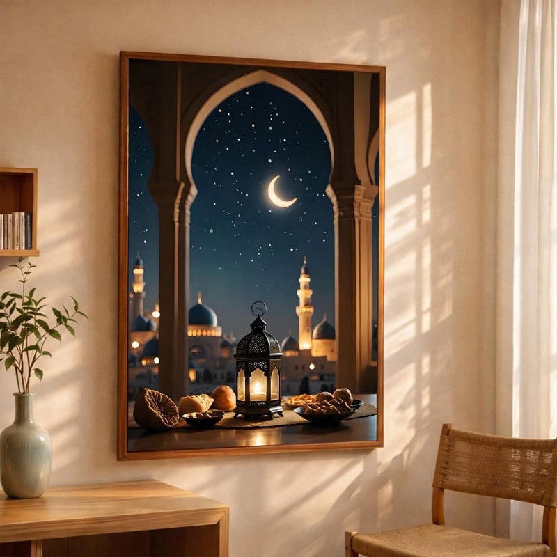 ماركتنا لوحة قماشية بتصميم شهر رمضان المبارك مع برواز مجوف , قطعة واحدة, بمقاس 40×60سم - Image 2